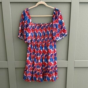 NSR Red and Blue Floral Dress - Large